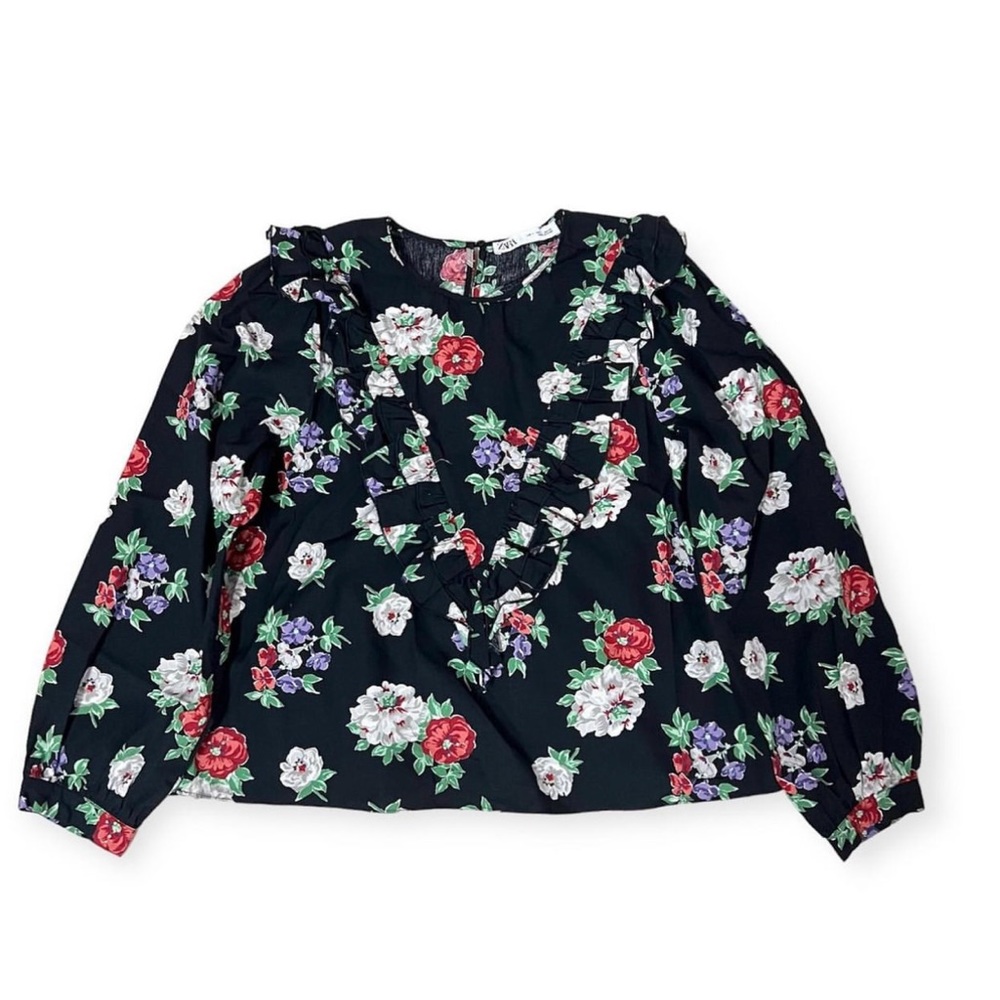 NWT ZARA High Waist Floral Trousers and ZARA Ruffle Floral Print Blouse Size M